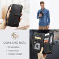 thumbnail image 4 of ELEHOLD for Samsung Galaxy A16 5G Case for Men Women Wallet Case, Premium Leather Shockproof Purse Case with Credit Card Slots Zipper Pocket Anti-Loss Wriststrap Samsung Galaxy A16 5G,Black, 4 of 9