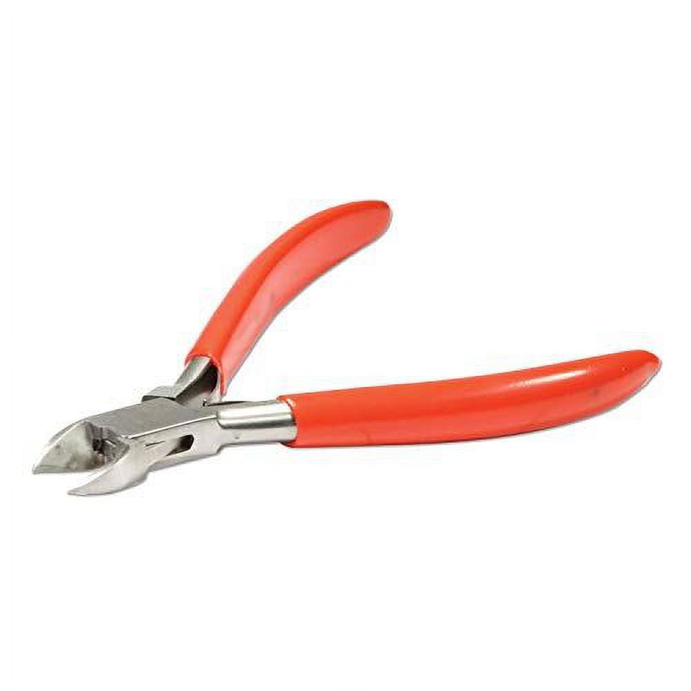 The Beadsmith Platinum Series German Semi-Flush Sidecutter, 4.75 inches (120mm) with Polished Steel Head, red PVC Comfort Grip Handle and Double-Leaf Spring, Tool for Jewelry Making