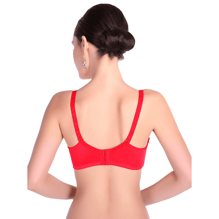 BIMEI Mastectomy Bra with Pockets for Breast Prosthesis Women's Full  Coverage Wirefree Everyday Bra plus size 8102,Red,38C 