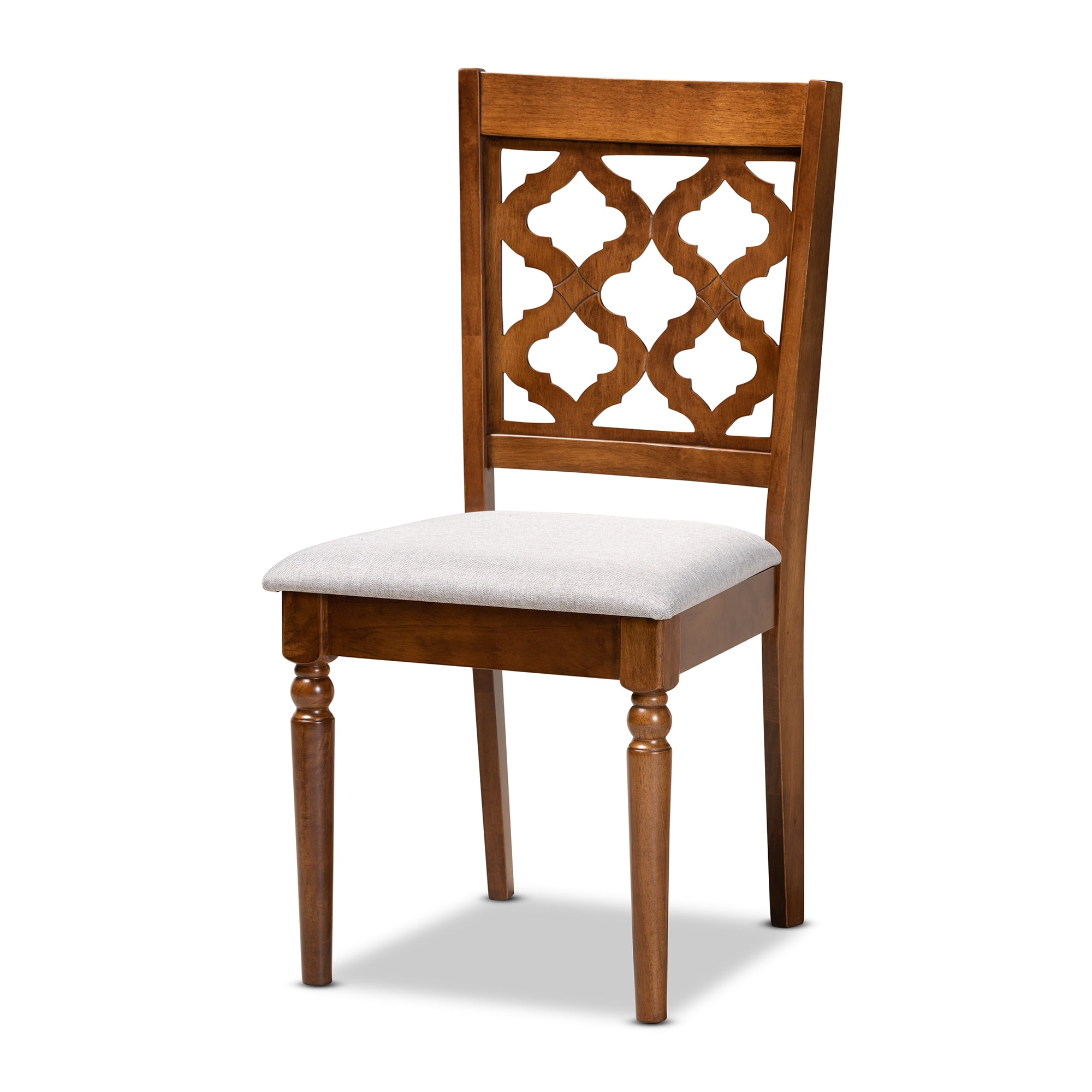 Baxton Studio Ramiro Modern and Contemporary Grey Fabric Upholstered and Walnut Brown Finished Wood 5-Piece Dining Set