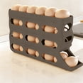 thumbnail image 4 of Contenedor de almacenamiento de huevos de plástico gris de 1 pieza con dispensador automático rodante y diseño de 4 niveles que ahorra espacio para la puerta del refrigerador Rkxzt, 4 of 8