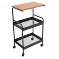 thumbnail image 4 of Modern 3 Tier Printer Cart Rack Table Storage Shelf Office Desktop (Black+Brown), 4 of 10