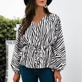 thumbnail image 2 of Womens Fall Tunic Tops Henley V Neck Lantern Long Sleeve Blouses Trendy Printed Button Drawstring Tshirts for Leggings, 2 of 7