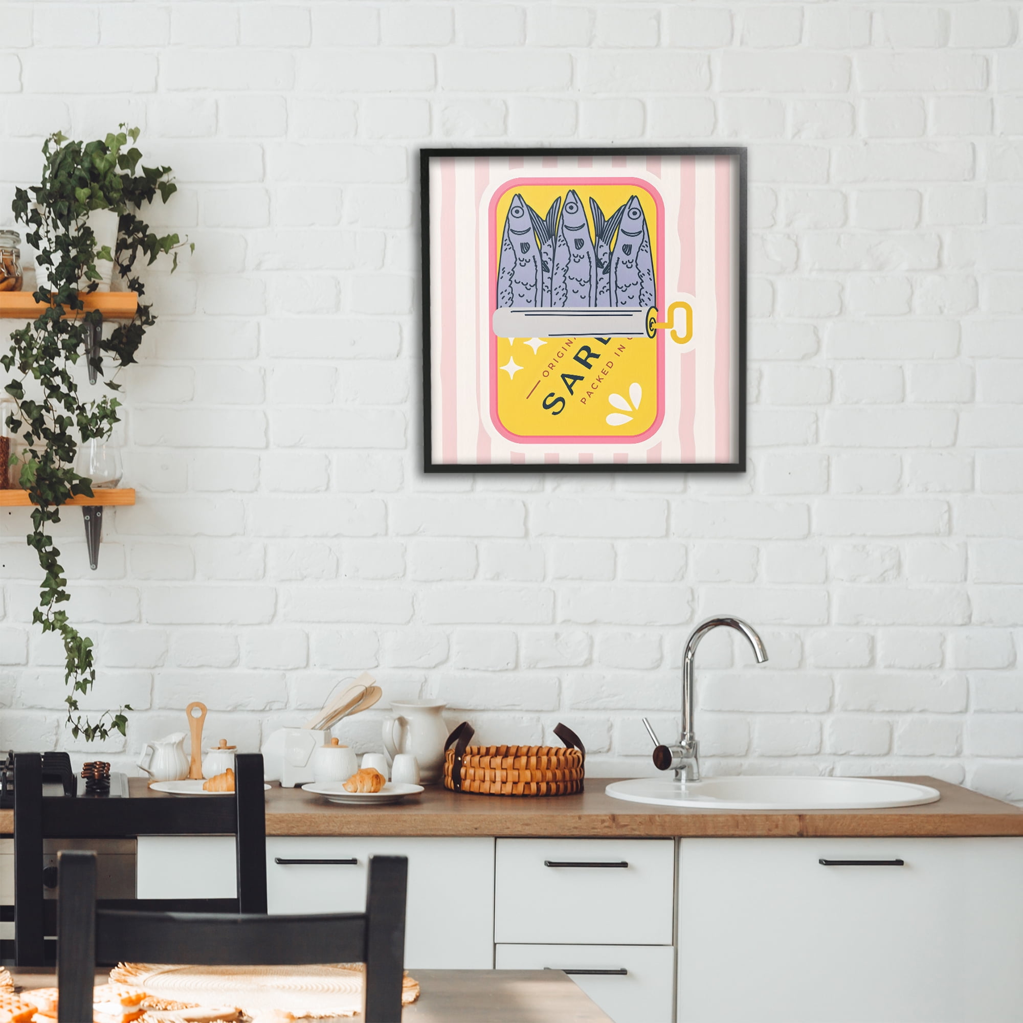 Stupell Industries Yellow Sardine Tin Black Framed Giclee Art, design by Creative Studio