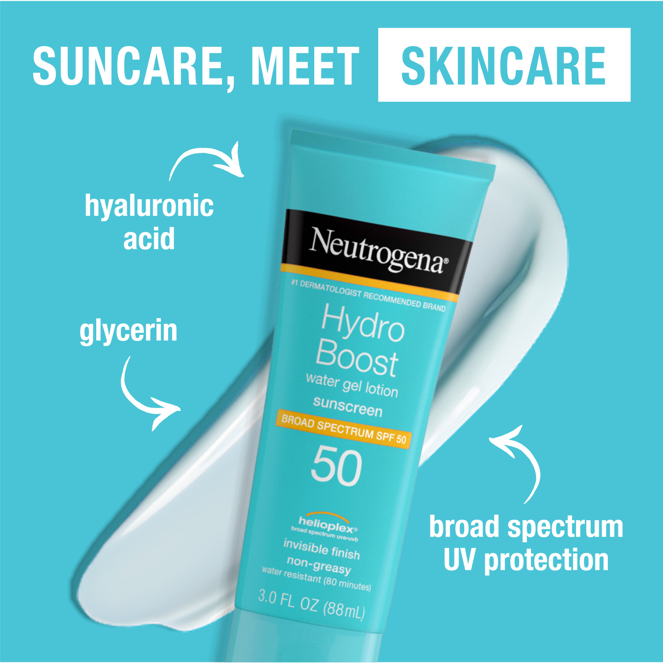 Neutrogena Hydro Boost Moisturizing Gel Sunscreen Lotion for Face and Body, SPF 50, 3 oz - image 3 of 7