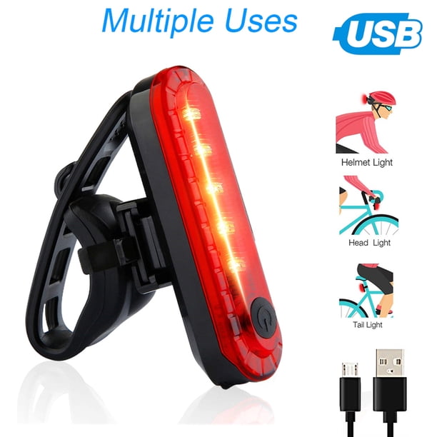 Paquete de 2 luces traseras para bicicleta de montaña, luces traseras recargables USB ultrabrillantes, Led alto rojo