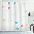 thumbnail image 1 of Yellow and Blue Shower Curtain, Modern Abstract Pastel Colored Blots Wavy Lines on Plain Backdrop, Fabric Bathroom Set with Hooks, 69W X 84L Inches Extra Long, Off White Multicolor, by Ambesonne, 1 of 3