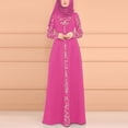 thumbnail image 2 of Womens Dresses for Wedding Guest Short Sleeve Dress Kaftan Arab Jilbab Abaya Lace Stitching Maxi Dress, 2 of 7