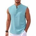 thumbnail image 2 of yillto Men Tank Tops Sleeveless Shirts Round Neck Buttons Beach Vacation Tees Solid Color Loose Summer Tshirts, 2 of 6