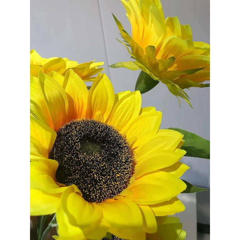 Sunrisee Artificial Sunflowers 4 Bunches Fake Silk Sunflower Bouquet  Artificial Flowers for Home Wedding Office Party Decor, 11.8 Inches