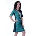 thumbnail image 2 of Moomaya Color Block Sequin Embroidered Dress Above Knee Length Short Sleeve 1 Pcs, 2 of 7