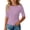 Purple, variant on Shirts for Girls Half Sleeve Ribbed Boat Neck Fitted Plain Stretch Casual Lettuce Trim Tops (5-16y)