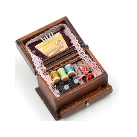 BESTSKY Vintage Sewing Needlework Needle Kit Box 1:12 Dollhouse Miniature Mini Decor