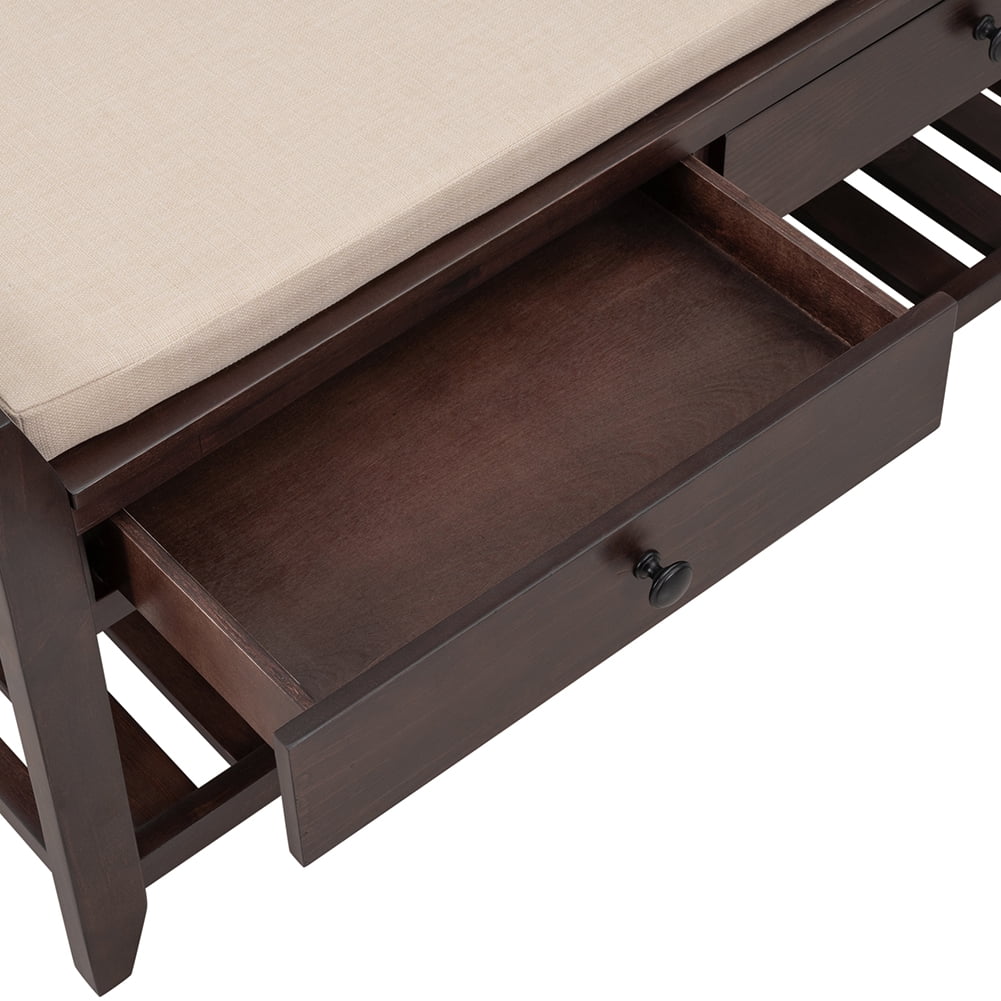 Lowestbest Shoe Rack with Cushioned Seat and Drawers, Multipurpose Entryway Storage Bench, Espresso Lowestbest Shoe Rack with Cushioned Seat and Drawers, Multipurpose Entryway Storage Bench, Espresso