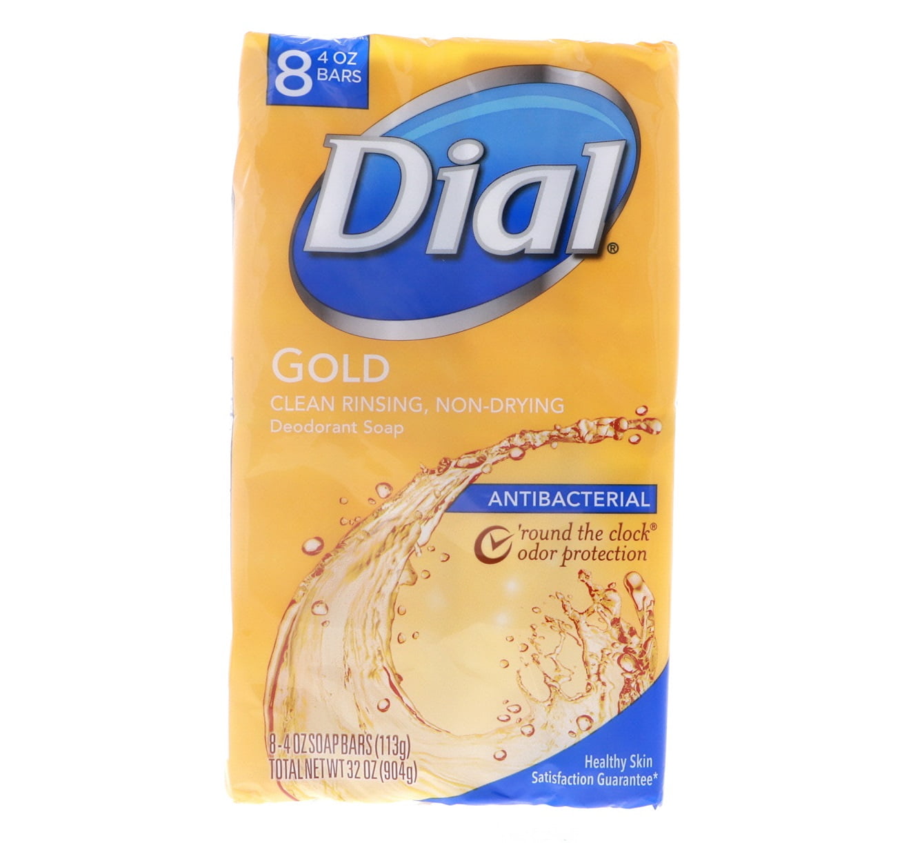 Dial Gold Clean Rinsing, NonDrying Deodorant Antibacterial Bar Soap (8 Bars) 32 oz 3 Pack