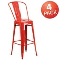 thumbnail image 6 of Emma + Oliver 4 Pack 30" High Red Metal Indoor-Outdoor Barstool with Back - Kitchen Furniture, 6 of 12