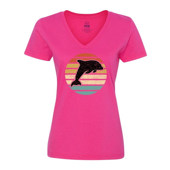 Inktastic Dolphin Cute Beach and Vacation Women's V-Neck T-Shirt