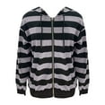 thumbnail image 4 of Hoodies For Women Women's tumn And Winter Oversized Loose Striped Casual Zipper Drawstring Sweater Jacket Hoodie, 4 of 4