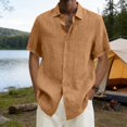 thumbnail image 5 of Yifymode Mens Short Sleeve Shirts Button Down Casual Summer Beach Vacation Lightweight Textured Pocket Dress Shirt Tops,Yellow 4XL, 5 of 8