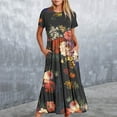 thumbnail image 1 of SMihono Robe d'Été pour Femmes 2024 Grande Taille Manches Courtes Col Rond Ample Imprimé Fleurs Couleur Longue Robe en Liquidation à Moins de 10!, 1 of 5