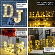 Efavormart 6 3D Gold Marquee Letters 5 LED Light Up Letters Warm White LED Letter Lights - E