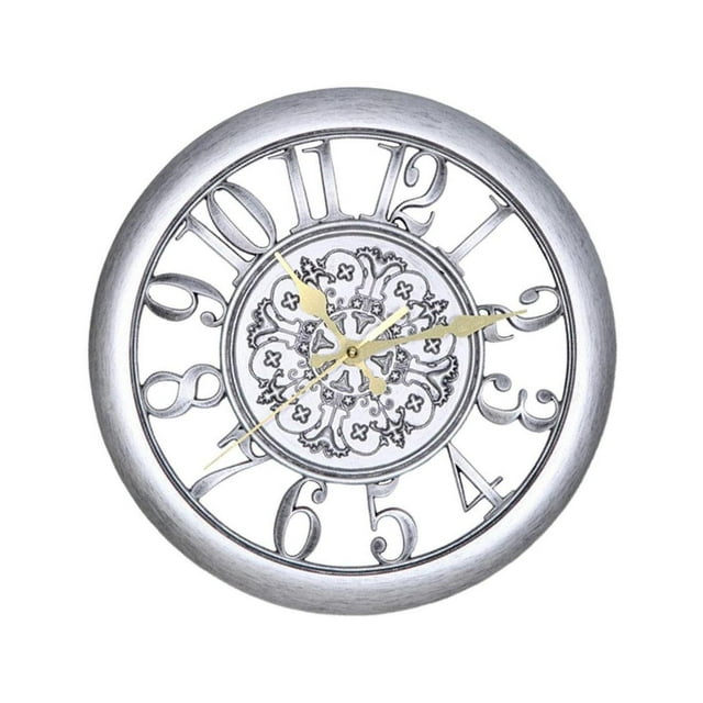serony 11 inch Retro Wall Clock Decorative Non Ticking for Office Home Silver