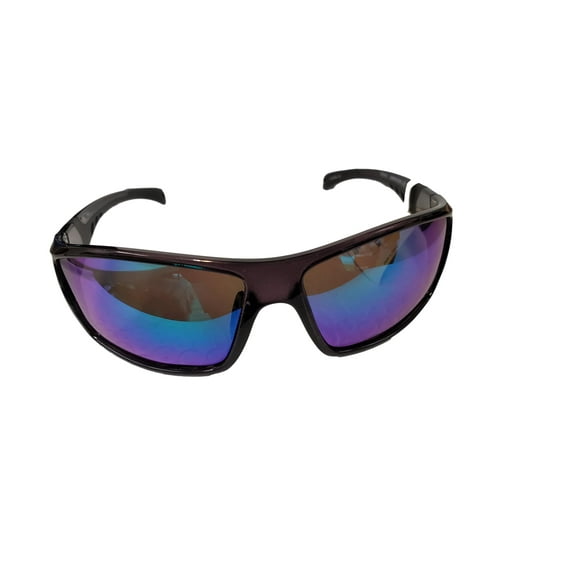 Riviera Men's Wrap Sunglasses Black W/Mirror lenses