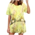 thumbnail image 1 of Conjunto de Pijama de las Mujeres de Moda Casual Color Sólido Manga Corta Cuello Redondo Top Y Pantalones, 1 of 6