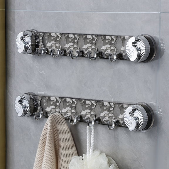 Transparent Heavy-Duty Adhesive Wall Hook, Suction Cup Towel Rack, Bathroom Towel Rack, No-Drill, Ultra-Strong Hold for Bathroom & Kitchen