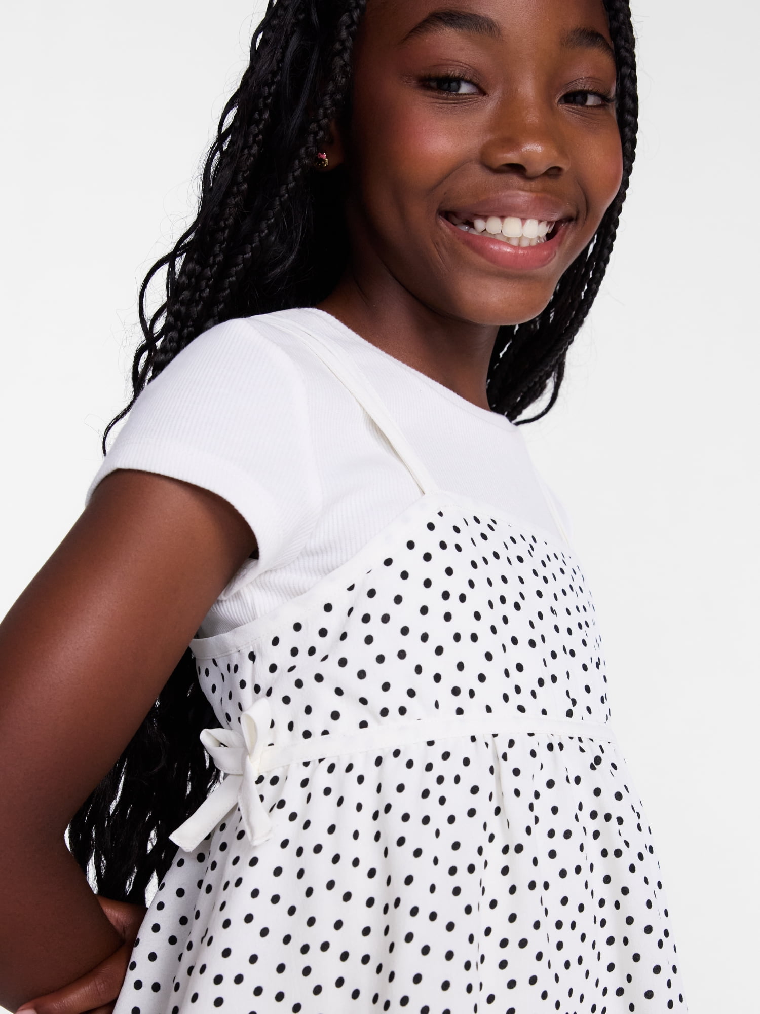 Wonder Nation Girls Twofer Top with Short Sleeves, Sizes 4-18 & Plus