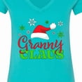 thumbnail image 4 of Inktastic Granny Claus with Christmas Santa Hat and Snowflakes Women's V-Neck T-Shirt, 4 of 5