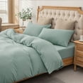 thumbnail image 7 of PURE ERA Duvet Cover Set King Size 100% Jersey Cotton Solid Soft bedding Sage Green( 1 Duvet Cover + 2 Pillow Shams), 7 of 7