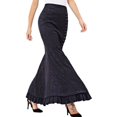 thumbnail image 2 of Women‘s Retro Lace-Up Drawstring Tiered Ruffle Maxi Long Mermaid Pencil Skirt, 2 of 6