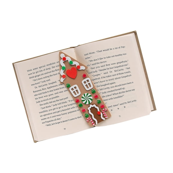 Fun Express 2 3/4" x 7" Gingerbread House Bookmarks Foam Craft Kit - Makes 12