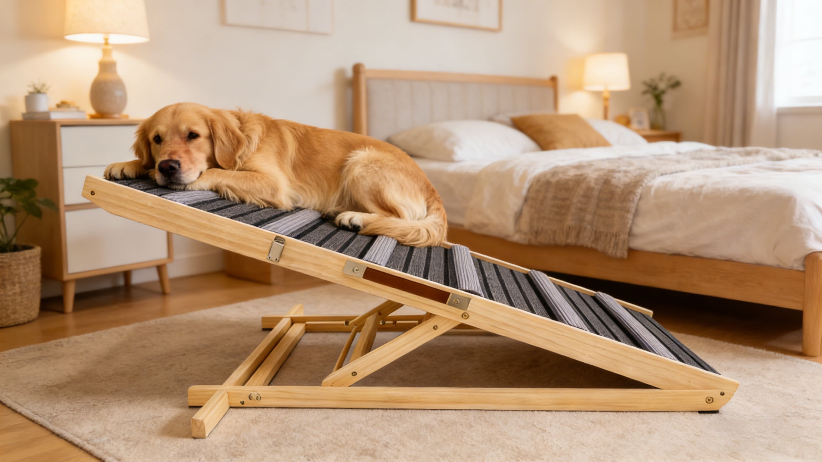 Upgraded Dog Ramp for Couch, 6 Adjustable Height 14'' to 25'', Portable Stable Pet Sofa Ramp with Non-Slip Pad, Anti-Slip Pet Stairs Ramp for Small Dogs, Elderly & Injured Pets