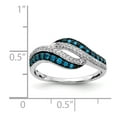 thumbnail image 5 of Finest Gold 14K White Gold Blue & White Diamond Swirl Ring, Size 7, 5 of 5
