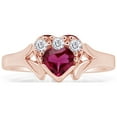 thumbnail image 2 of AFFY Heart Shape Simulated Ruby & White Cubic Zirconia Heart Promise Ring In 14k Rose Gold Over Sterling Silver Ring Size-14, 2 of 6