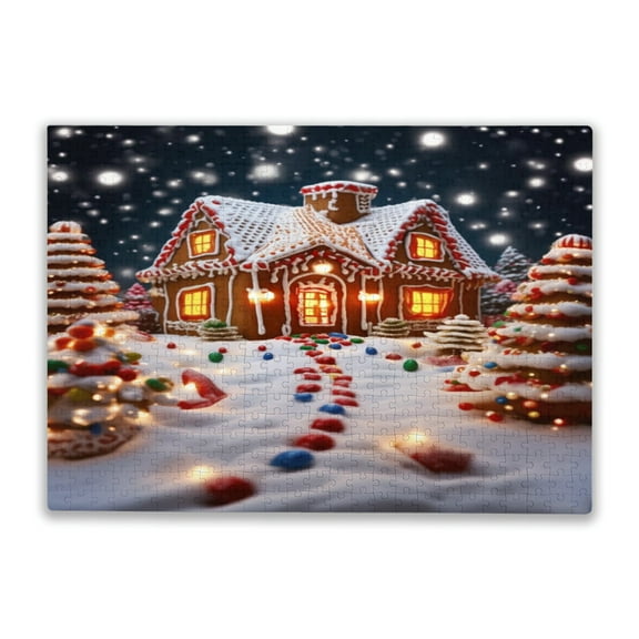 500 Pieces Jigsaw Puzzle For Adults And Teens This Is a Fun Christmas Gingerbread House Letters on the back suitable for beginners to adapt to family education activities without pressure