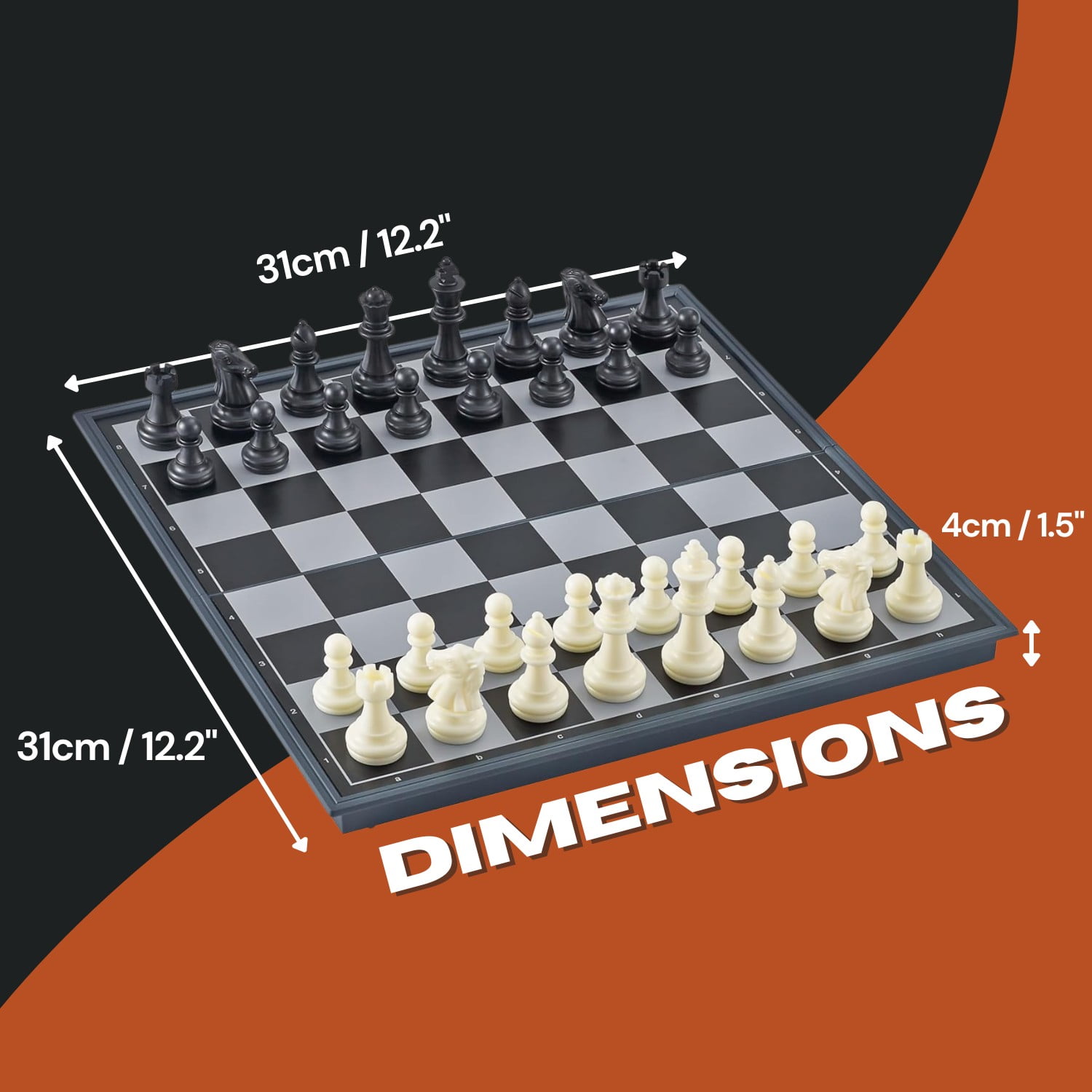 Tradeopia Magnetic Classics – 12 Inch Magnetic 3 in 1 Chess, Checkers & Backgammon Classic Game