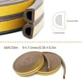 thumbnail image 2 of 66Ft Door Weather Stripping, KELIIYO Window Seal Strip for Doors and Windows- Self-adhisive Foam Weather Strip Door Seal | Soundproof Seal Strip for Cracks and Gaps Epdm D Type (20m) 2 Pack (Brown), 2 of 8