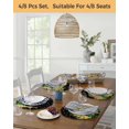 thumbnail image 5 of 15 Inch Round Placemats Set of 6, Green Christmas Tree Non Slip Heat Insulation PP Table Mats, Gold Winter Snowflakes Xmas Vintage Washable Place Mats for Kitchen Dining Party Table Decor, 5 of 7