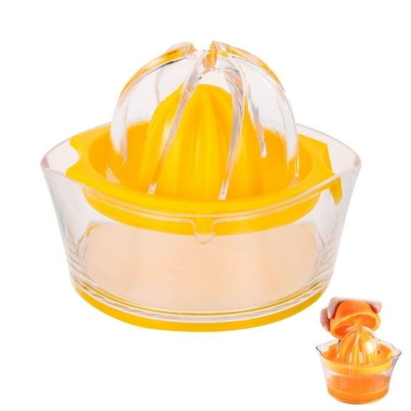 PEACNNG Manual Juicer with Measuring Cup, Citrus Lemon Hand Juicer with Strainer, Orange Press Squeezer Reamer, Manual Juicer Maker Extractor for Kitchen Gadget Practical (Yellow)