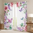 thumbnail image 2 of Manfei Watercolor Butterfly Black Out Curtains,Purple Lavender Curtains Pack of 2 (42x63 Each),Pink Rose Floral Bedroom Curtains For Girls Teens,Microfiber Bedroom Decor, 2 of 6