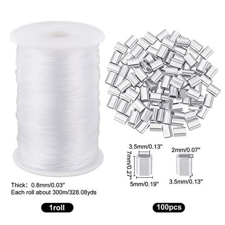 328 Yards Clear Fishing Wire for Hanging 0.8mm Invisible Hanging Wire Clear Fishing  Line Strong Nylon Thread with 100 Pcs Aluminum Crimping Loop for Hanging  Picture Frame Christmas Decor 