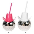 thumbnail image 3 of Inteprter Taza decorativa para fiesta, eventos temáticos y decoraciones, barbacoas, sombrero de vaquero, taza de agua galvanizada Cocina y Comedor Sombrero de mezclilla rojo rosa, 3 of 6