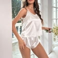 thumbnail image 6 of Elainilye Fashion Pajamas for Women Set Halter Pajamas Home Dress Shorts Sets Two-piece PJ Set Sleepwear,White, 6 of 8