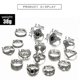 thumbnail image 3 of 15/PCS Set Retro Silver Open Rings Geometric Black Gemstone Set Rings For Girls, 3 of 5