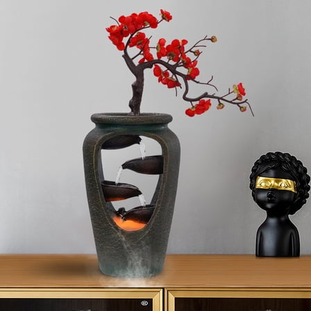 Indoor Relaxation Desktop Fountain Waterfall Illuminated Waterfall for Home Office Bedroom Desk Décoration