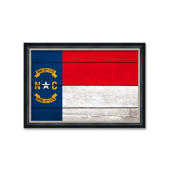 DECORARTS - North Carolina State Flag Wall Art, Giclee Print on Canvas with Matching Solid Wood Frame. Framed Size: W 33.25" x H 23.25" Ready to Hang.