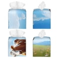 thumbnail image 2 of Lsque Cow Grazing Nature Printed Tissue Box Cover Holder, Facial Paper Organizer Dispenser,Square with Bottom Belt, PVC Leather Decorative Organizer, 2 of 8